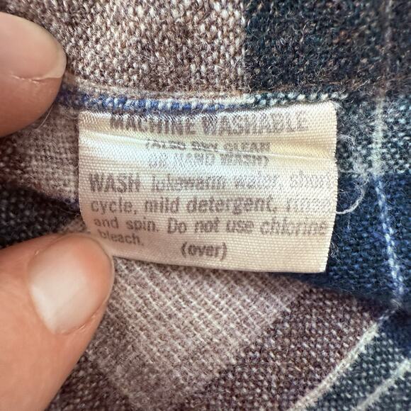 Vintage Pendleton Board Shirt Men Lg Blue Brown Wool Loop Collar Flannel 60s - Picture 14 of 14